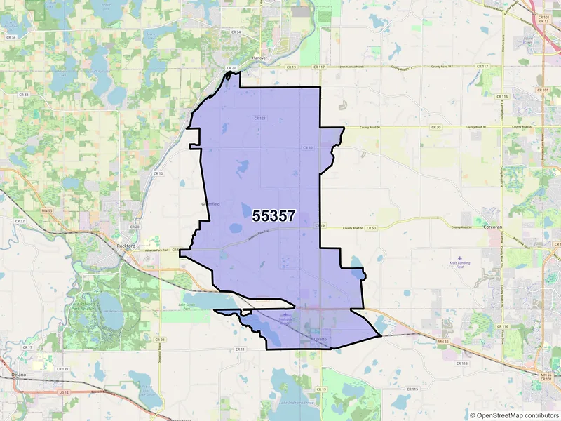 Map of ZIP Code 55357 — Loretto, MN