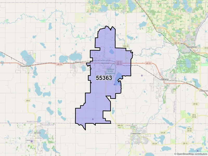 Map of ZIP Code 55363 — Montrose, MN