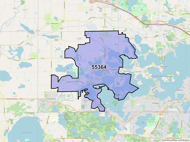 Map of ZIP Code 55364 — Mound, MN