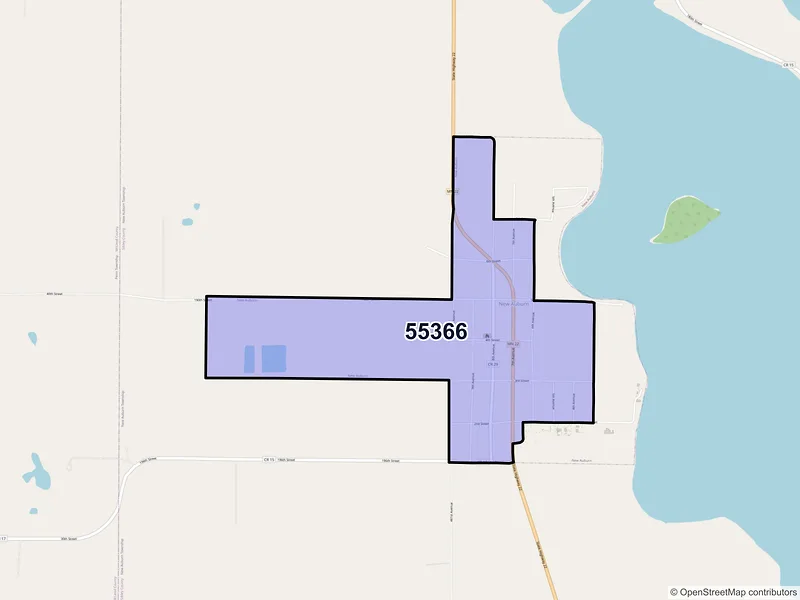 Map of New Auburn, Minnesota and ZIP codes