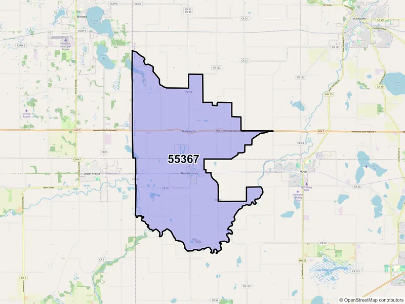 Map of ZIP Code 55367 — New Germany, MN