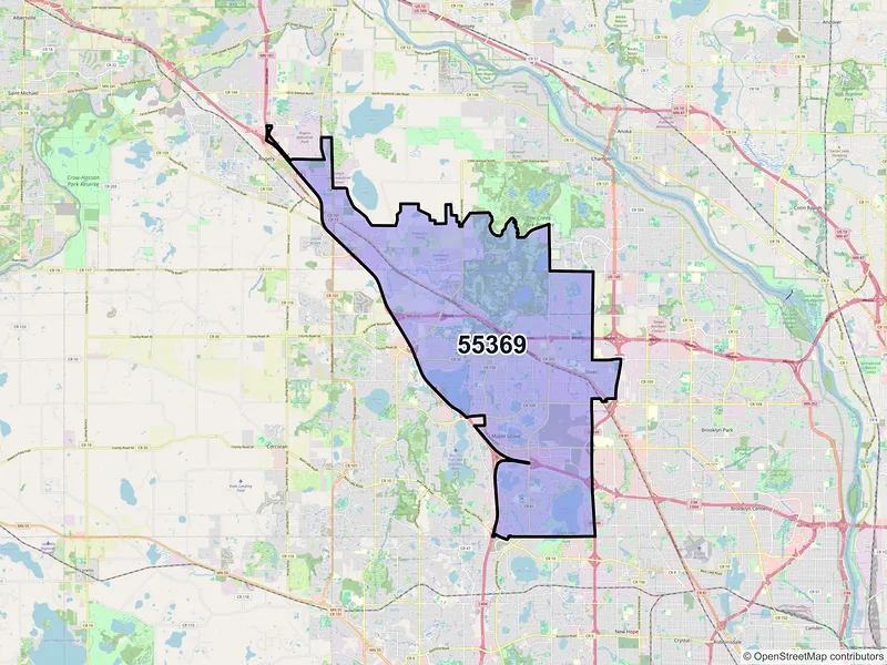 Map of ZIP Code 55369 — Osseo, MN