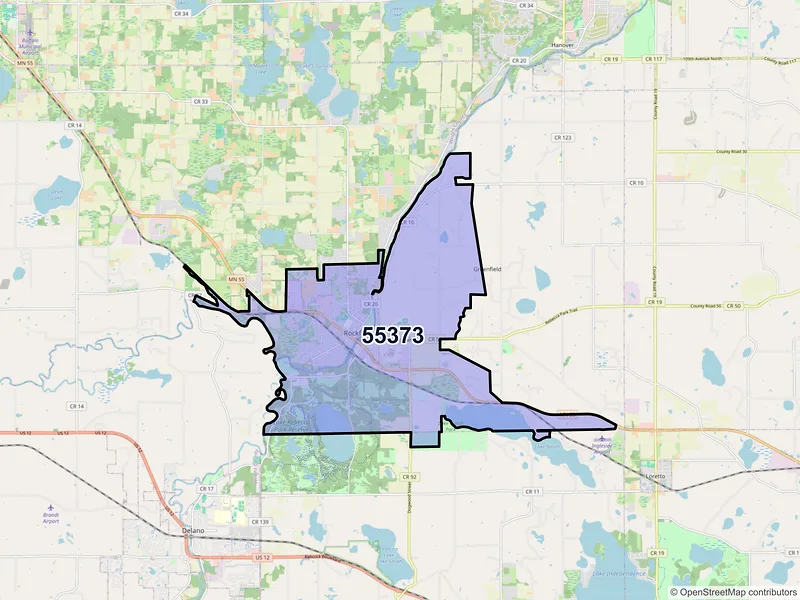 Map of ZIP Code 55373 — Rockford, MN