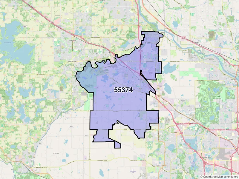 Map of ZIP Code 55374 — Rogers, MN