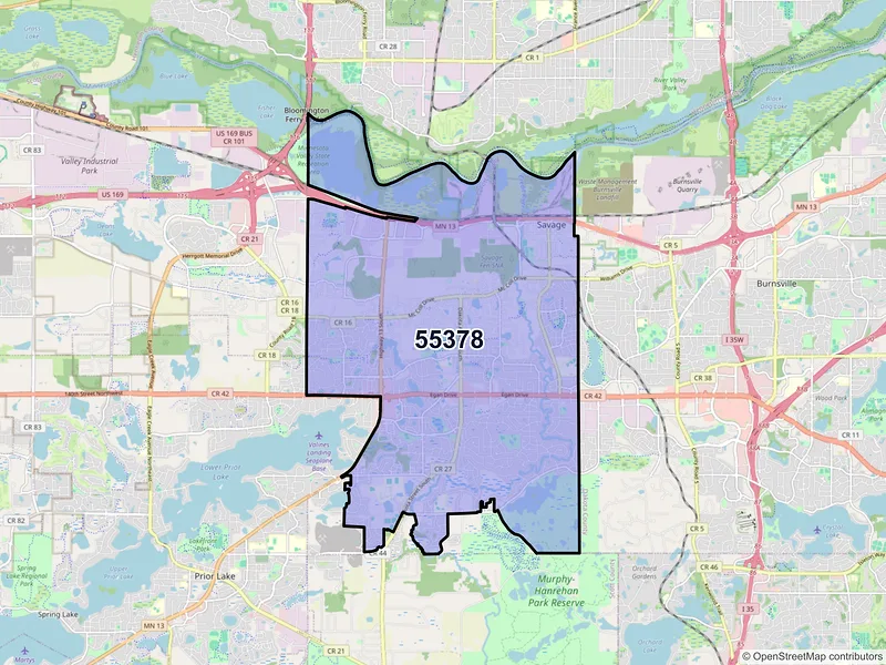 Map of ZIP Code 55378 — Savage, MN