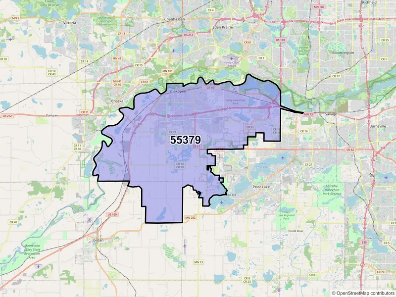 Map of ZIP Code 55379 — Shakopee, MN
