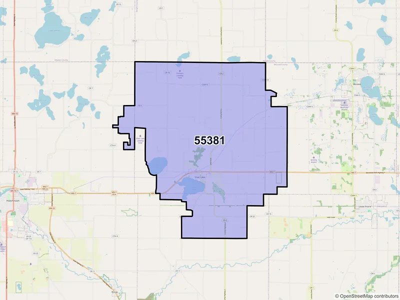 Map of ZIP Code 55381 — Silver Lake, MN