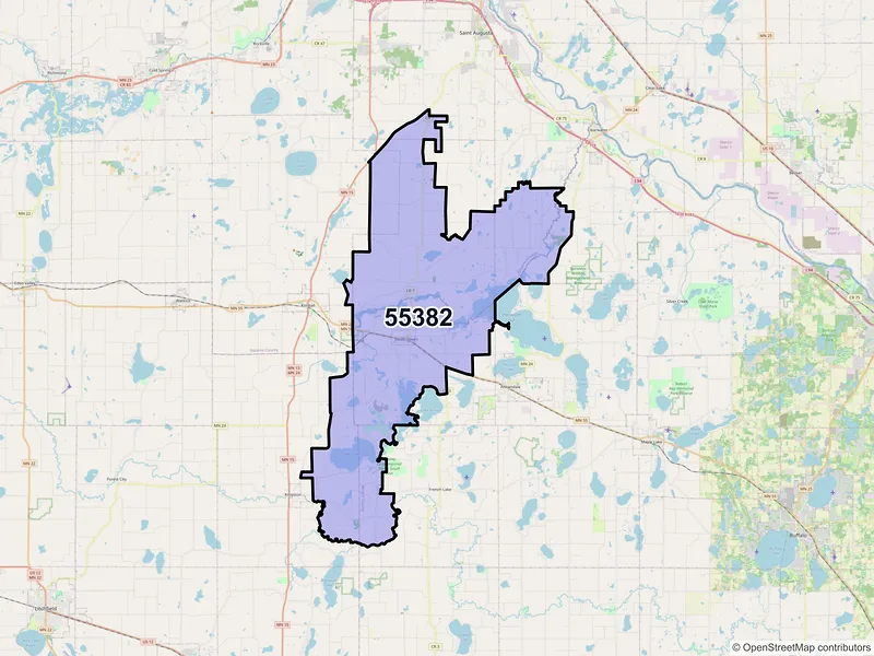Map of ZIP Code 55382 — South Haven, MN