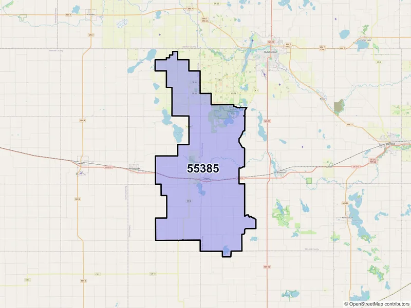 Map of ZIP Code 55385 — Stewart, MN