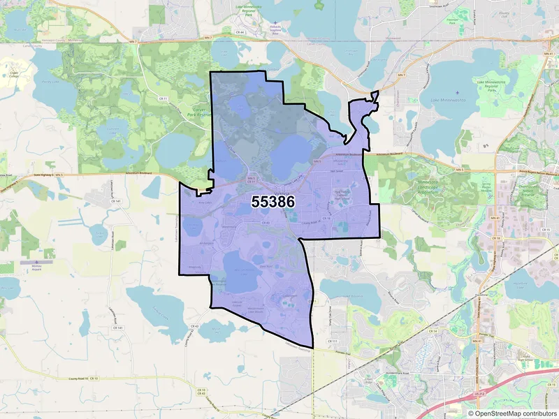 Map of Victoria, Minnesota and ZIP codes