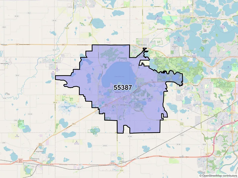 Map of ZIP Code 55387 — Waconia, MN