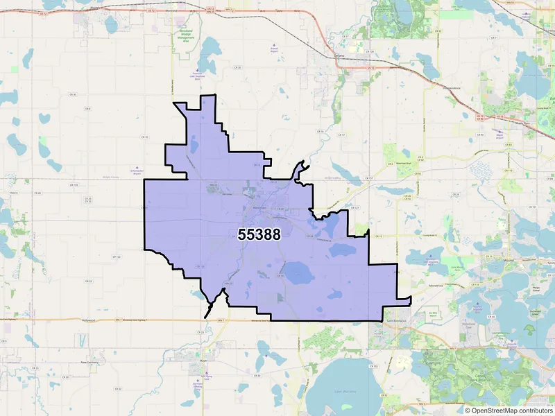 Map of ZIP Code 55388 — Watertown, MN