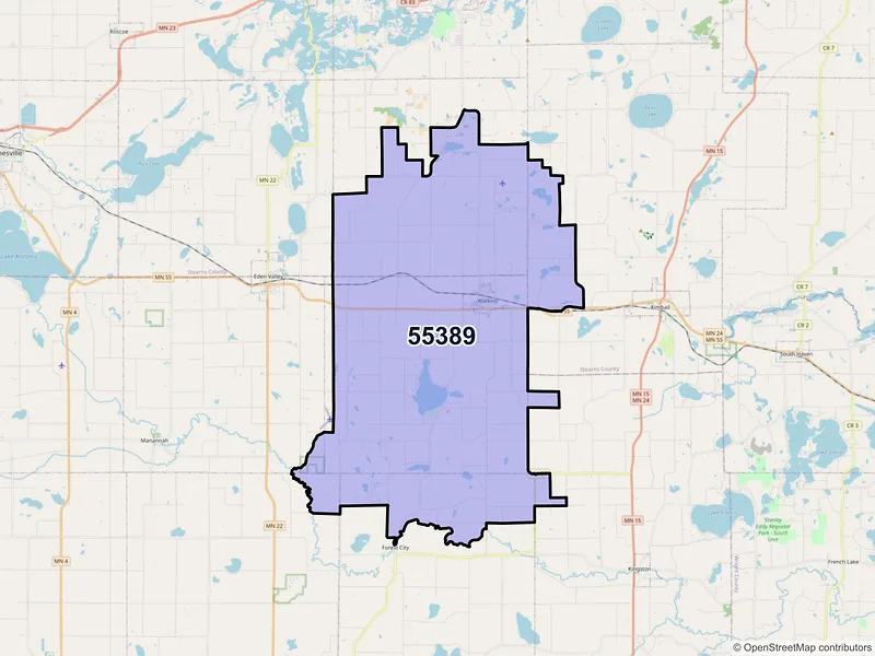 Map of ZIP Code 55389 — Watkins, MN