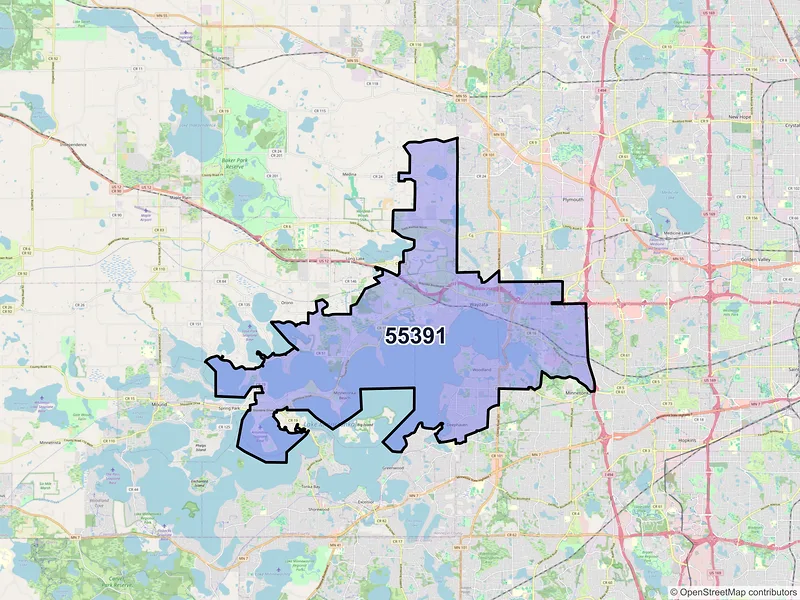 Map of ZIP Code 55391 — Wayzata, MN