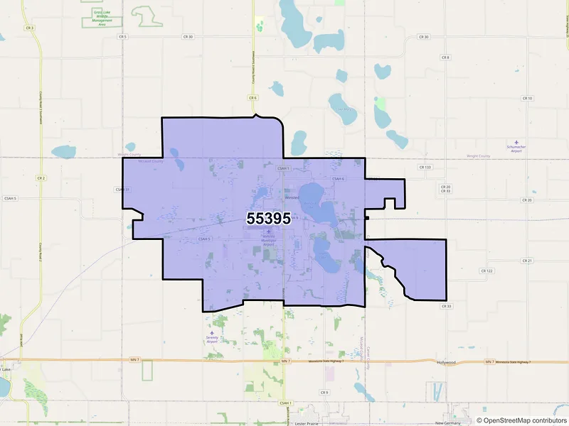 Map of Winsted, Minnesota and ZIP codes