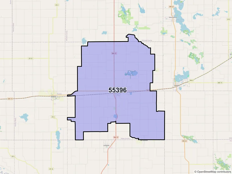Map of ZIP Code 55396 — Winthrop, MN