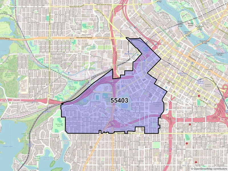 Map of ZIP Code 55403 — Minneapolis, MN