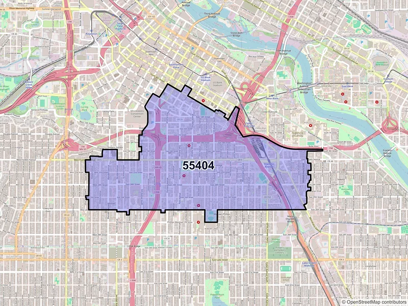 Map of ZIP Code 55404 — Minneapolis, MN