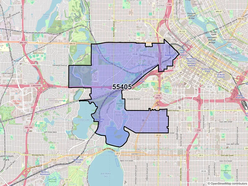 Map of ZIP Code 55405 — Minneapolis, MN