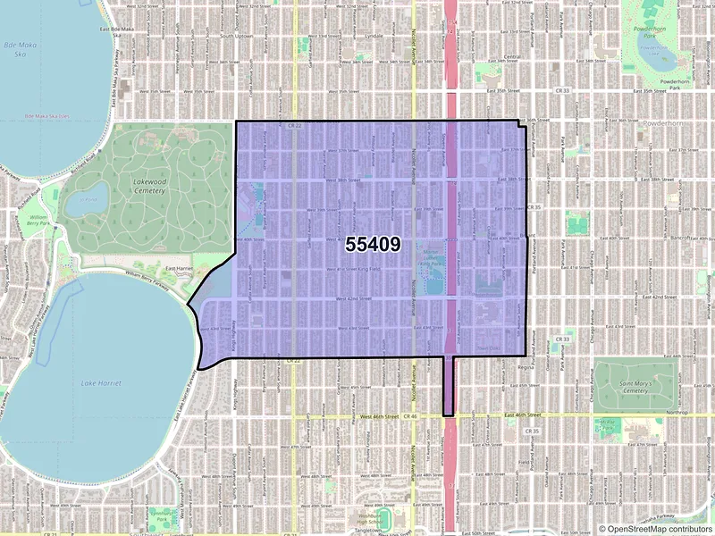 Map of ZIP Code 55409 — Minneapolis, MN