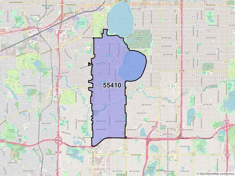 Map of ZIP Code 55410 — Minneapolis, MN