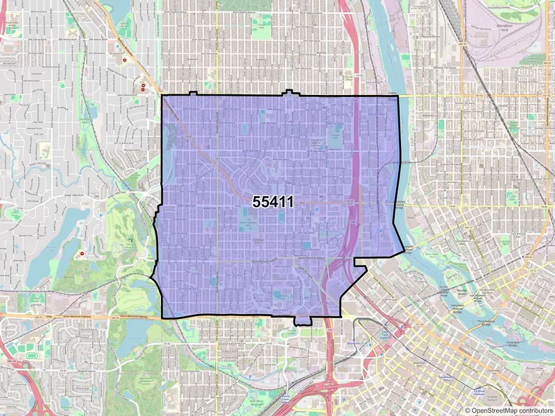 Map of ZIP Code 55411 — Minneapolis, MN