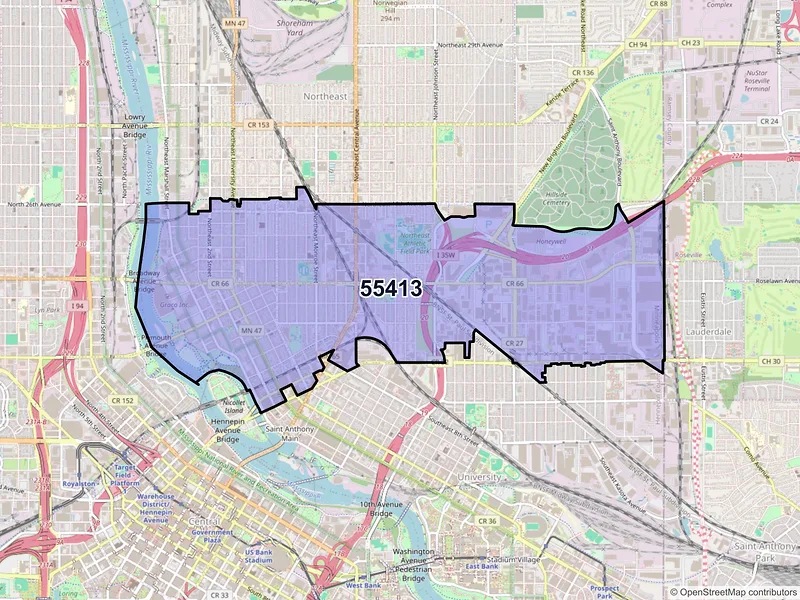 Map of ZIP Code 55413 — Minneapolis, MN