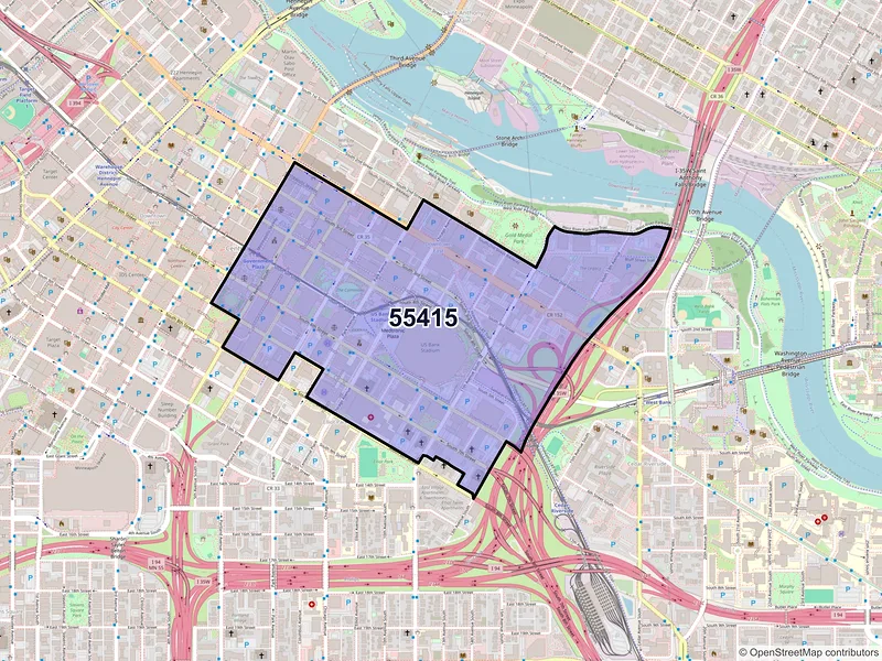 Map of ZIP Code 55415 — Minneapolis, MN