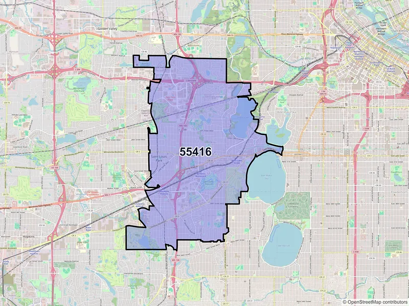 Map of ZIP Code 55416 — Minneapolis, MN