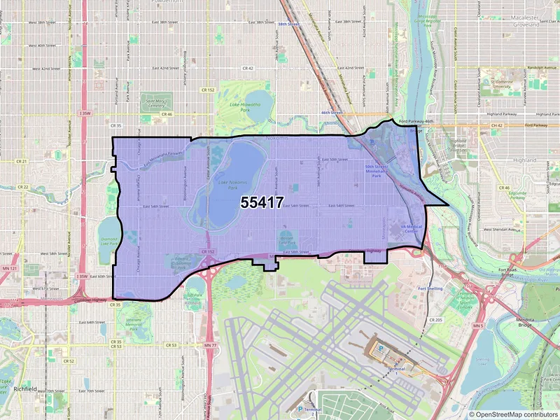Map of ZIP Code 55417 — Minneapolis, MN