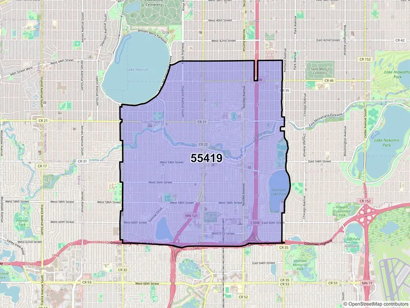 Map of ZIP Code 55419 — Minneapolis, MN