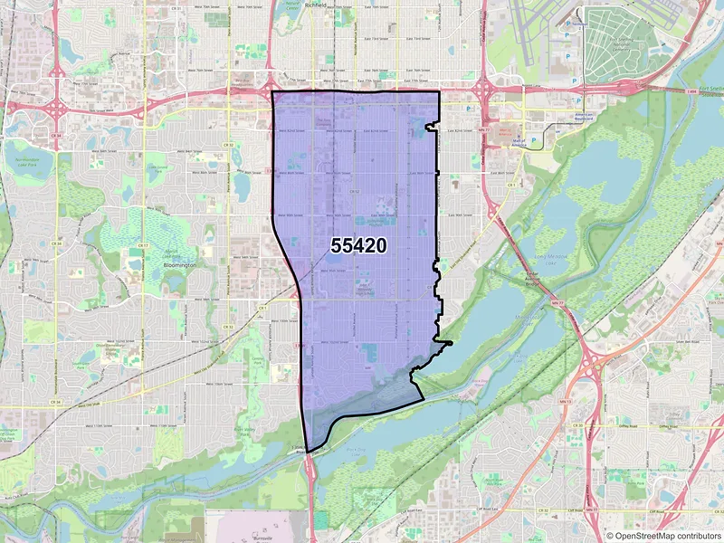 Map of ZIP Code 55420 — Minneapolis, MN