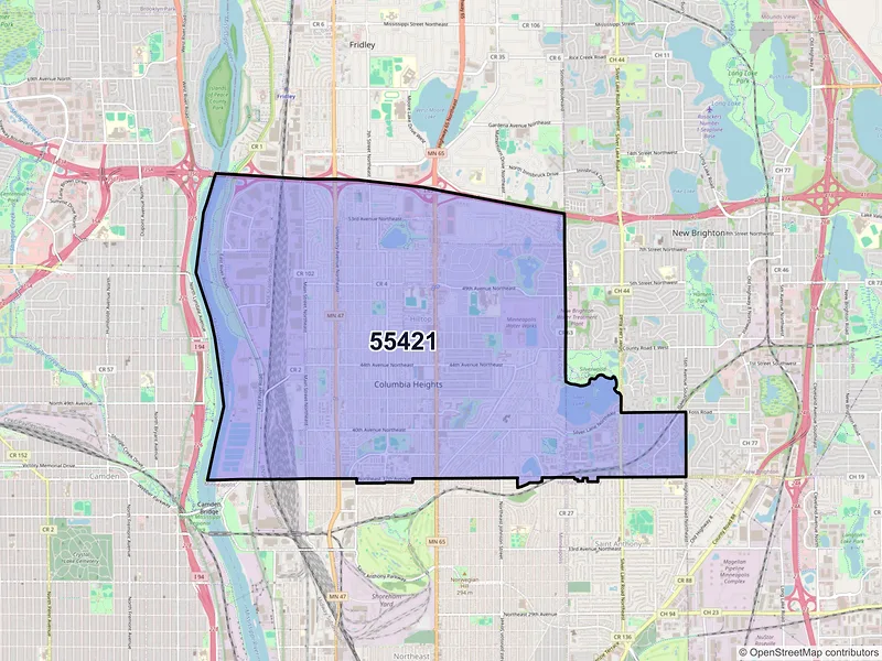 Map of ZIP Code 55421 — Minneapolis, MN