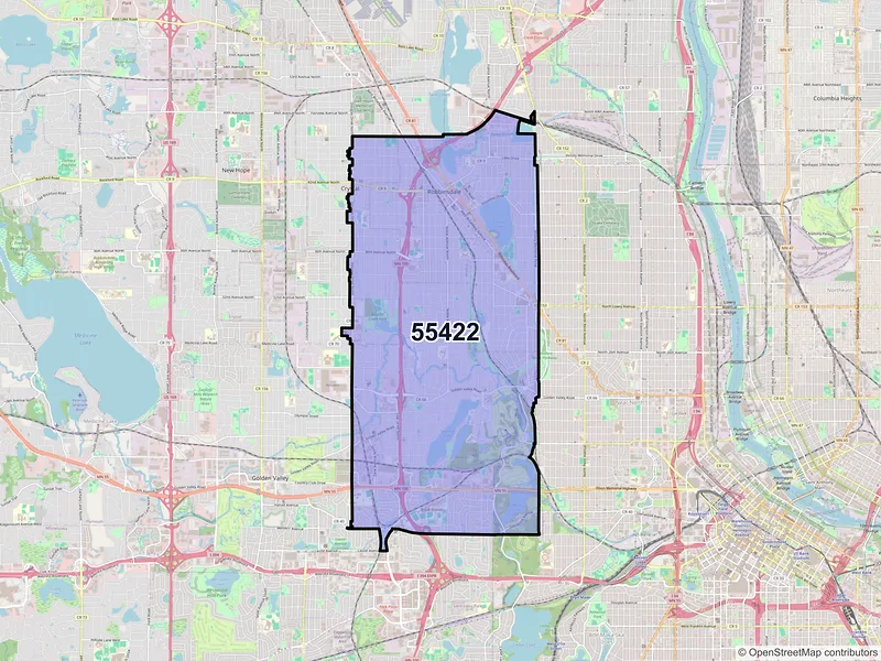 Map of ZIP Code 55422 — Minneapolis, MN
