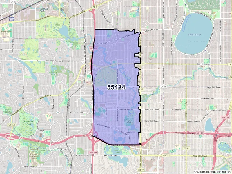 Map of ZIP Code 55424 — Minneapolis, MN