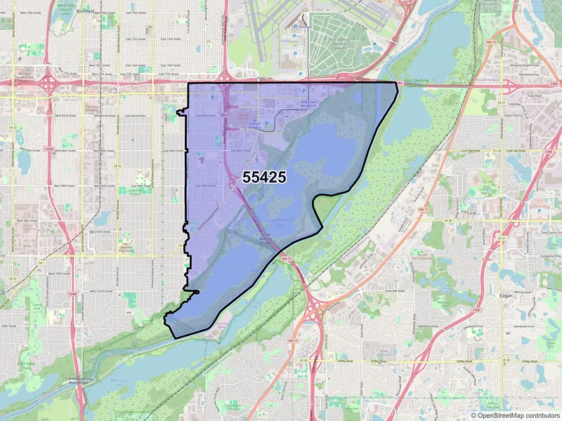 Map of ZIP Code 55425 — Minneapolis, MN
