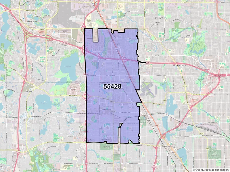 Map of ZIP Code 55428 — Minneapolis, MN