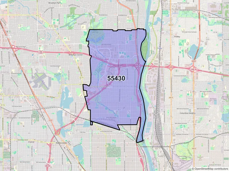 Map of ZIP Code 55430 — Minneapolis, MN
