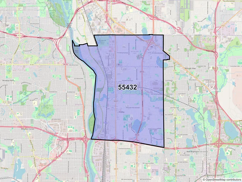Map of ZIP Code 55432 — Minneapolis, MN