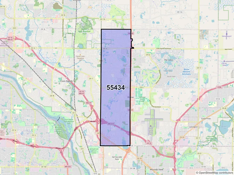 Map of ZIP Code 55434 — Minneapolis, MN