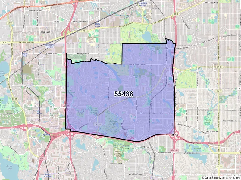 Map of ZIP Code 55436 — Minneapolis, MN