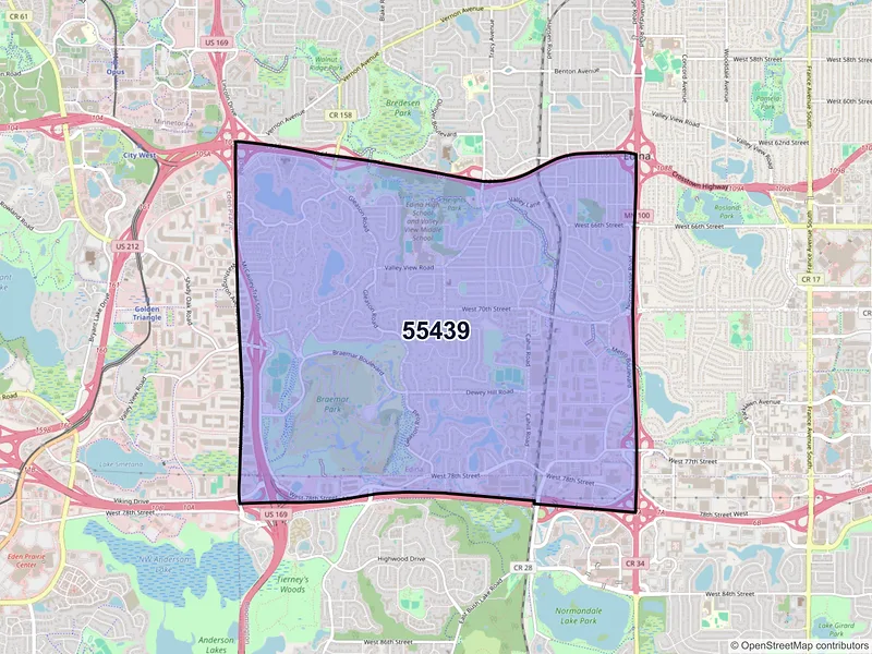 Map of ZIP Code 55439 — Minneapolis, MN