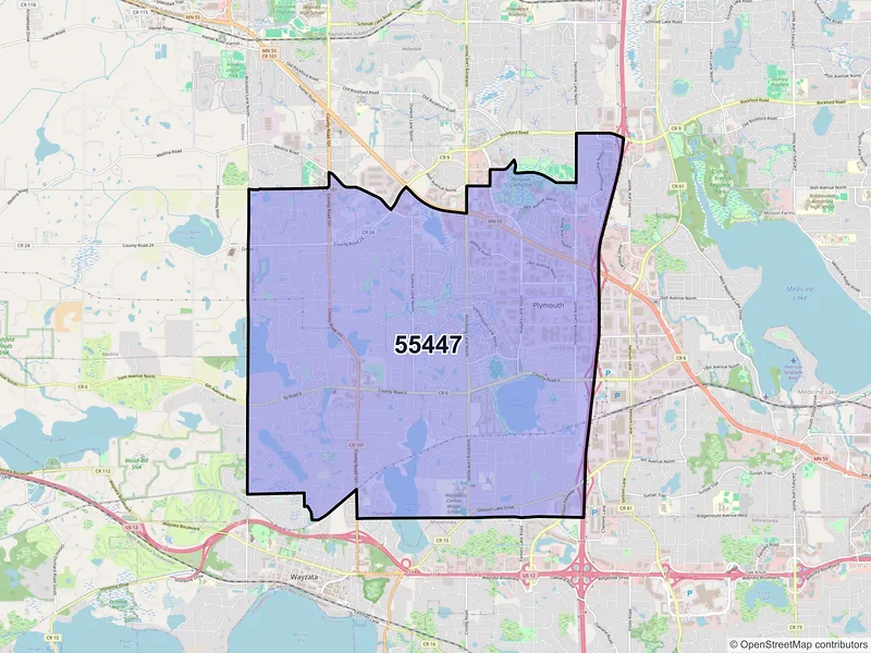 Map of ZIP Code 55447 — Minneapolis, MN