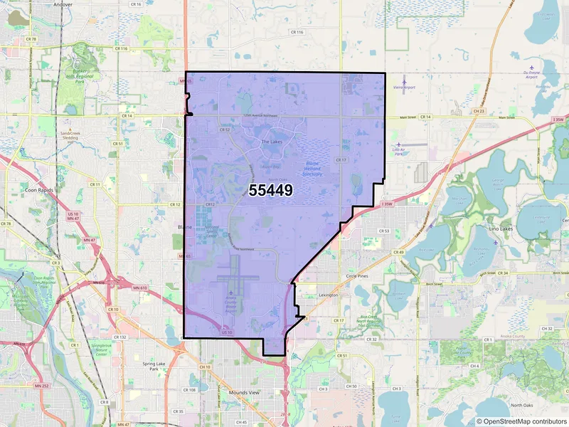 Map of ZIP Code 55449 — Minneapolis, MN