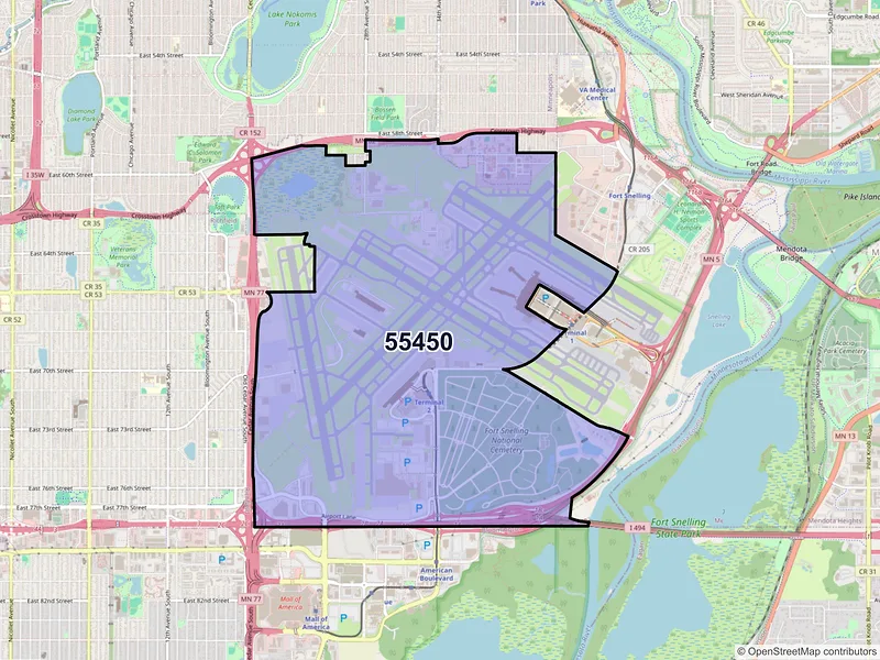 Map of ZIP Code 55450 — Minneapolis, MN