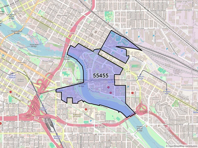 Map of ZIP Code 55455 — Minneapolis, MN