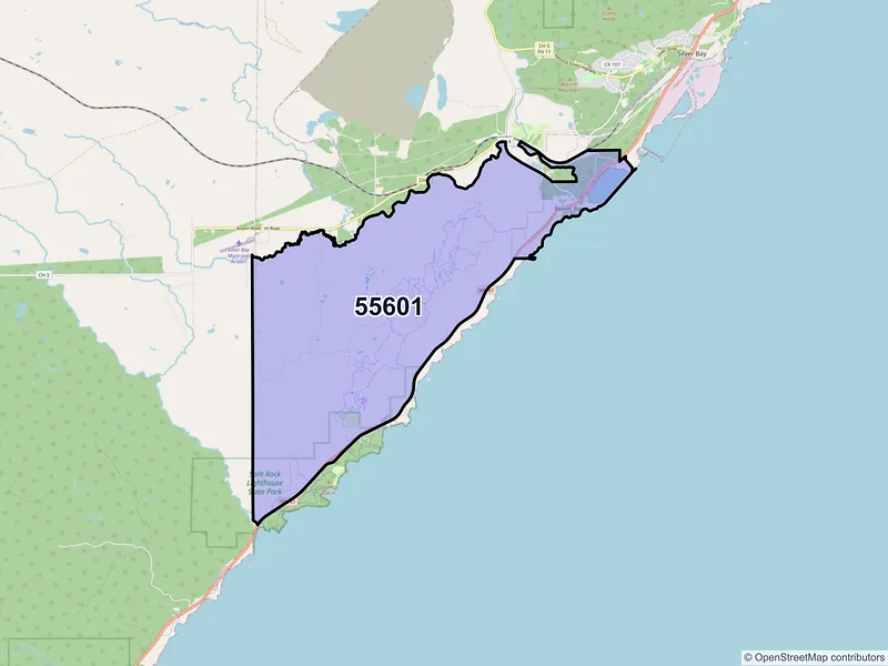 Map of Beaver Bay, Minnesota and ZIP codes