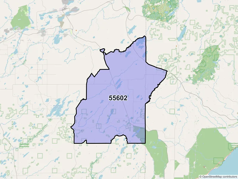 Map of ZIP Code 55602 — Brimson, MN