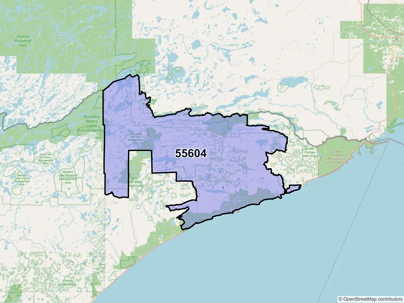 Map of ZIP Code 55604 — Grand Marais, MN