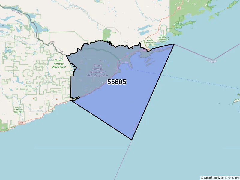 Map of Grand Portage, Minnesota and ZIP codes